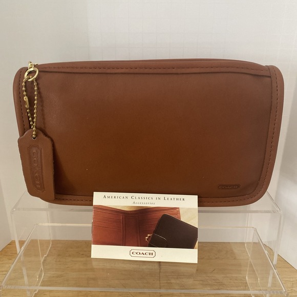 Vintage Coach Chunky Case 7165 Brown Leather Utility Bag Wallet Cosmetic Pouch - Picture 1 of 16
